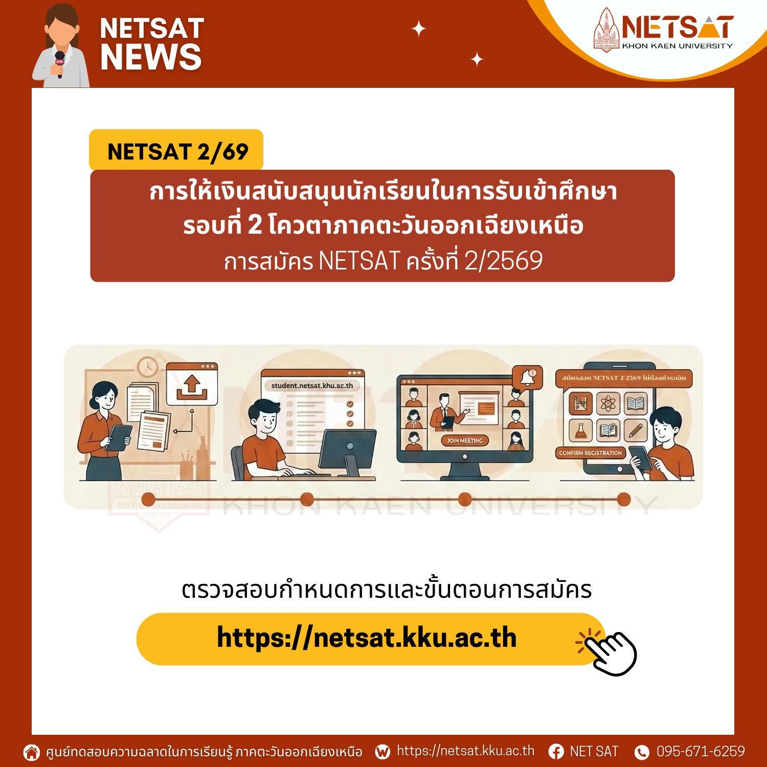 กำหนดการและขั้นตอนการให้ทุนสนับสนุน NETSAT 2/2569